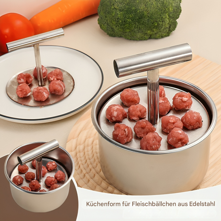 Fleischbällchen-Former aus Edelstahl | Gleichmäßige Portionen in Sekunden | Sauberer Griff &amp; spülmaschinengeeignet | Für Fleisch, Gemüse &amp; Reis