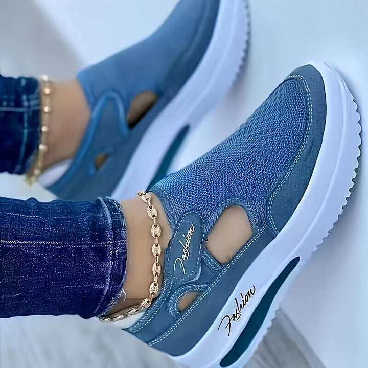 Damen Slip-On Sneaker aus Strickmaterial | Atmungsaktiv &amp; ultraleicht für Alltag | FlexiKnit Komfortschuhe