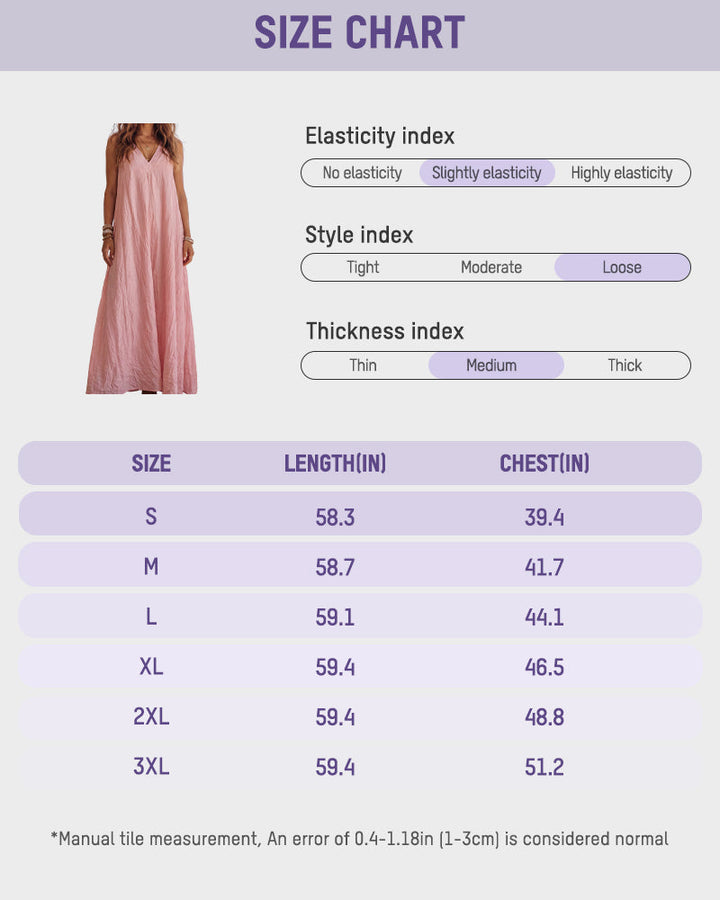 Damen Boho Maxikleid mit Halterneck &amp; V-Ausschnitt | Fließendes Sommerkleid | Luftiger Freizeit- und Urlaubslook