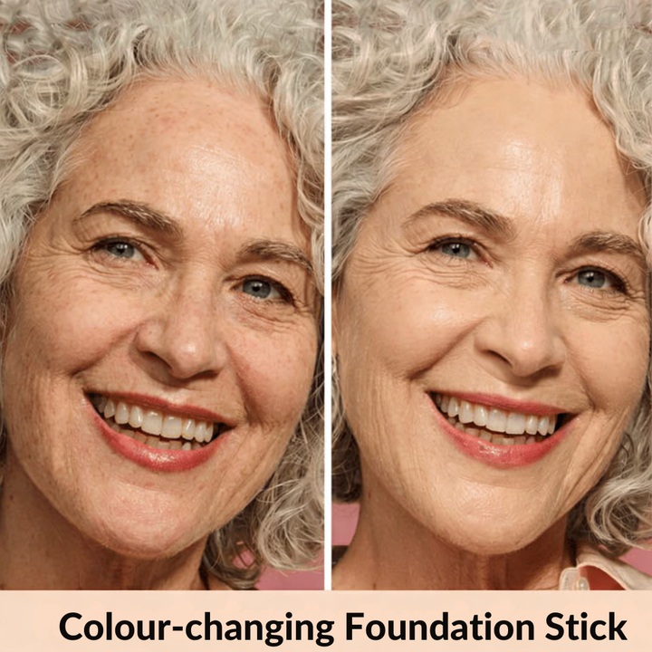 Foundation Stick Color-Adaptive &amp; Moisturizing | Makeup Stick with Integrated Brush | Natural Even Complexion | ElaraGlow