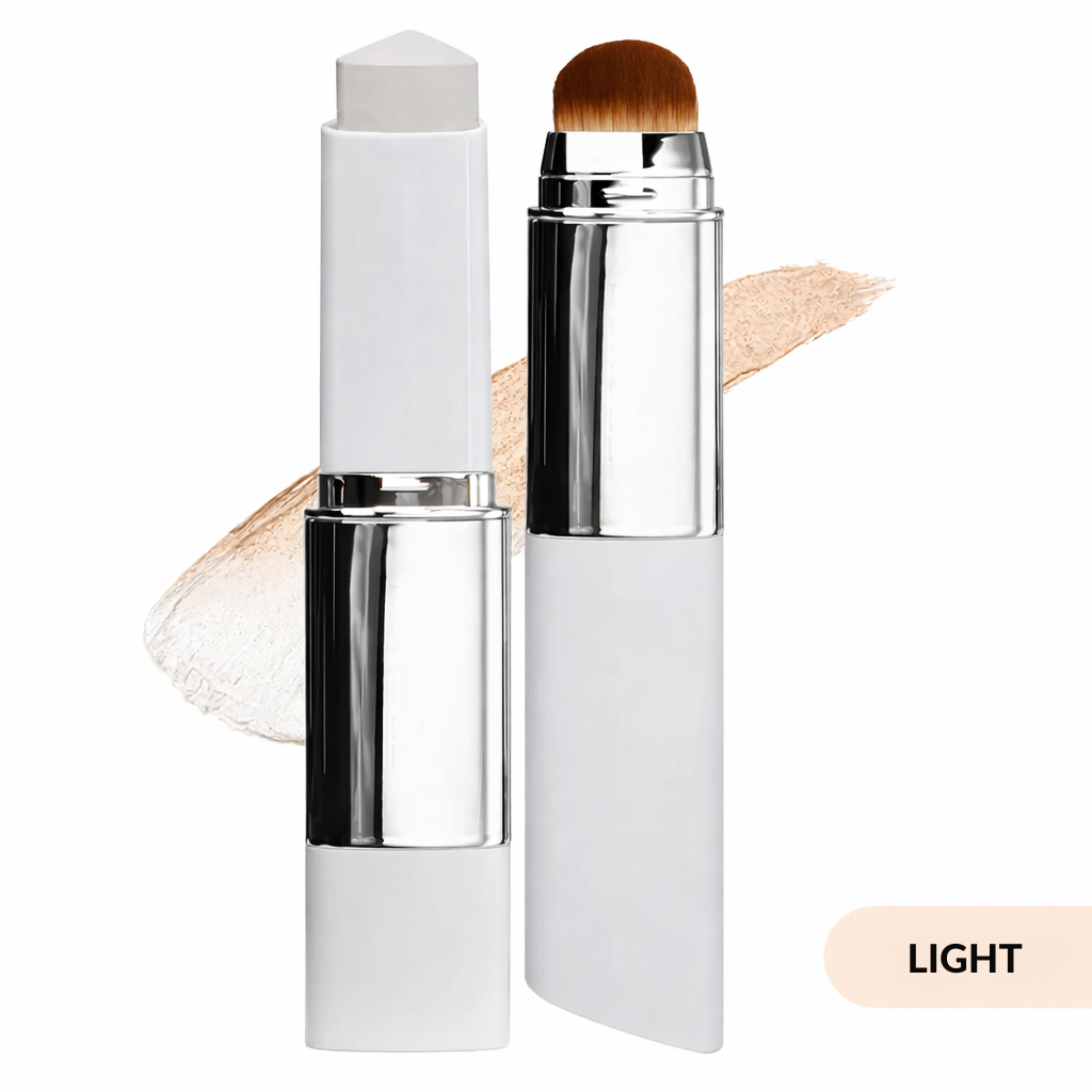 Foundation Stick Color-Adaptive &amp; Moisturizing | Makeup Stick with Integrated Brush | Natural Even Complexion | ElaraGlow