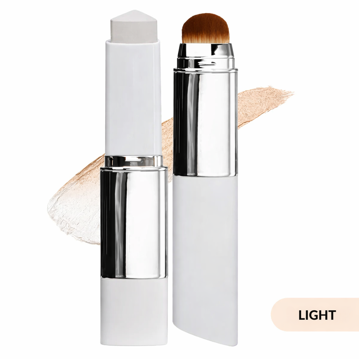 Foundation Stick Color-Adaptive &amp; Moisturizing | Makeup Stick with Integrated Brush | Natural Even Complexion | ElaraGlow