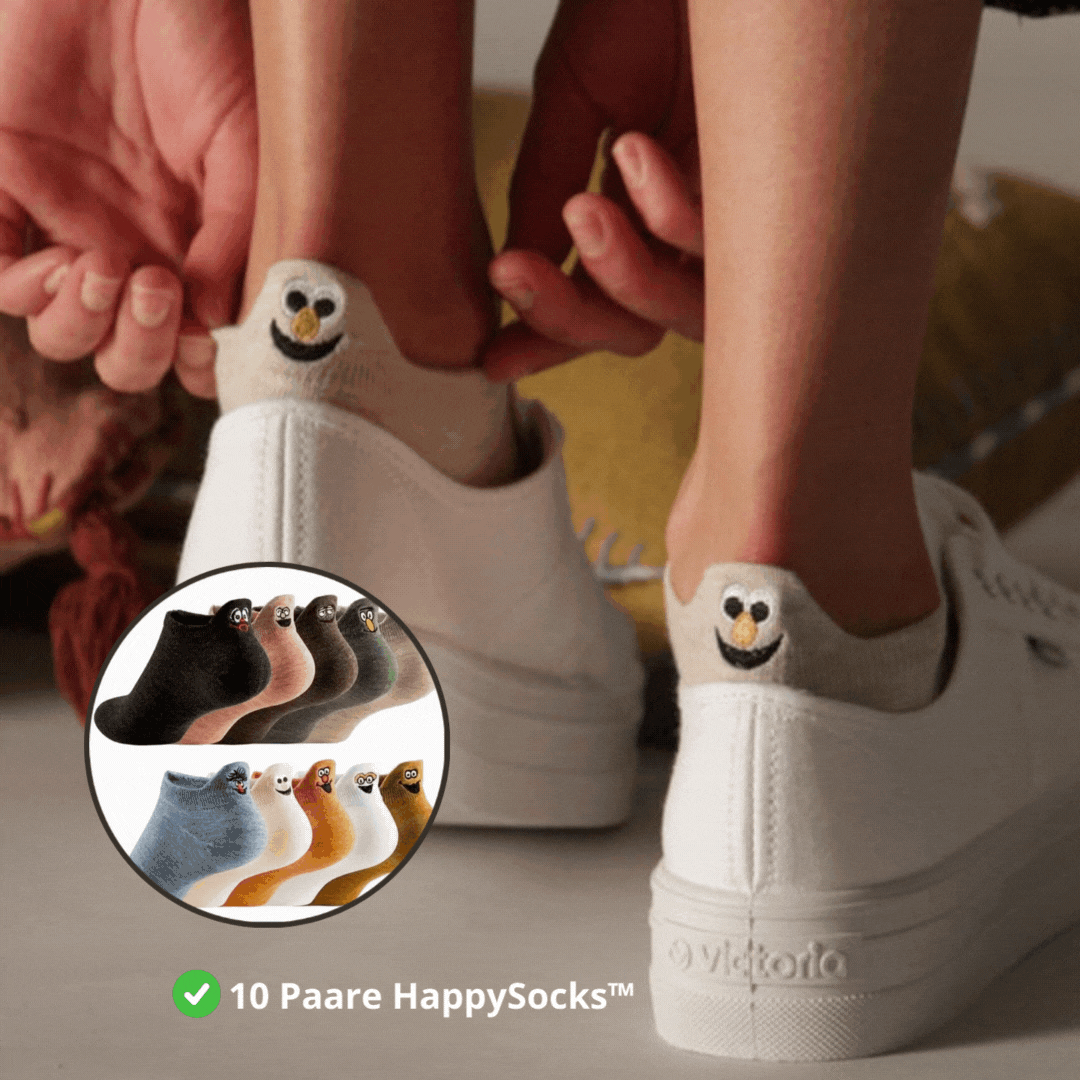 Calzini colorati con smiley | cotone morbido e vestibilità antiscivolo | adatti per vesciche, regolazione dell’umidità | Set da 10