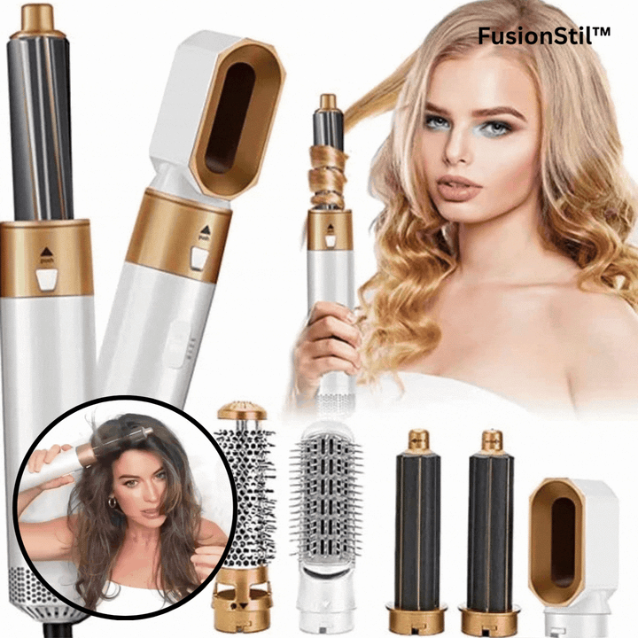 5-in-1 Haartrocknerbürste 1000W mit 5 Aufsätzen | Trocknen, Glätten, Locken &amp; Volumen | 3 Temperaturstufen | Keramik-Beschichtung
