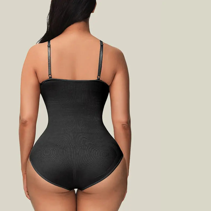 Damen Shapewear Bodysuit figurformend | Vier-Wege-Stretch, atmungsaktive Mikrofaser | Nahtlos &amp; unsichtbar | Schwarz/Beige S–XL