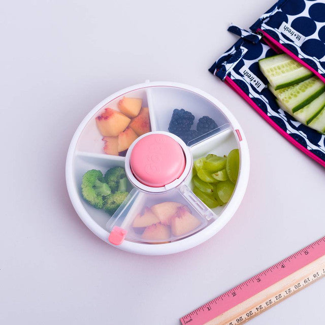 Snack Box for Kids with 5 Compartments | Rotating Snack Dispenser | Leak-Proof &amp; BPA-Free