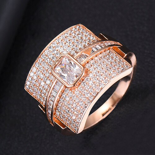 Damen Ring mit Cubic Zirkonia | Eleganter Stapelring im Luxus-Design | Funkelnder Statement- &amp; Verlobungsring