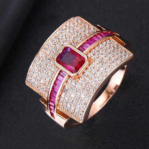 Damen Ring mit Cubic Zirkonia | Eleganter Stapelring im Luxus-Design | Funkelnder Statement- &amp; Verlobungsring