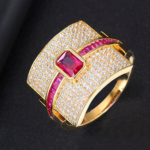 Damen Ring mit Cubic Zirkonia | Eleganter Stapelring im Luxus-Design | Funkelnder Statement- &amp; Verlobungsring
