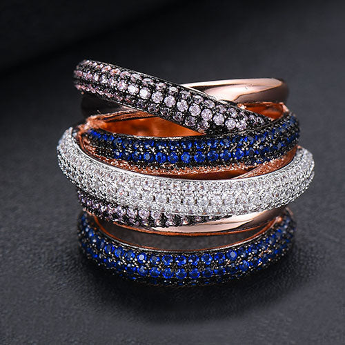 Damen Ring mit Cubic Zirkonia | Eleganter Stapelring im Luxus-Design | Funkelnder Statement- &amp; Verlobungsring