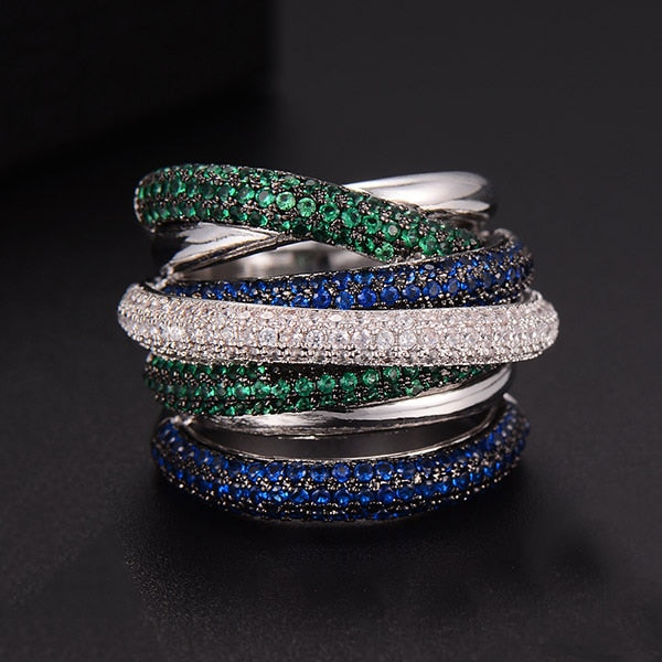 Damen Ring mit Cubic Zirkonia | Eleganter Stapelring im Luxus-Design | Funkelnder Statement- &amp; Verlobungsring