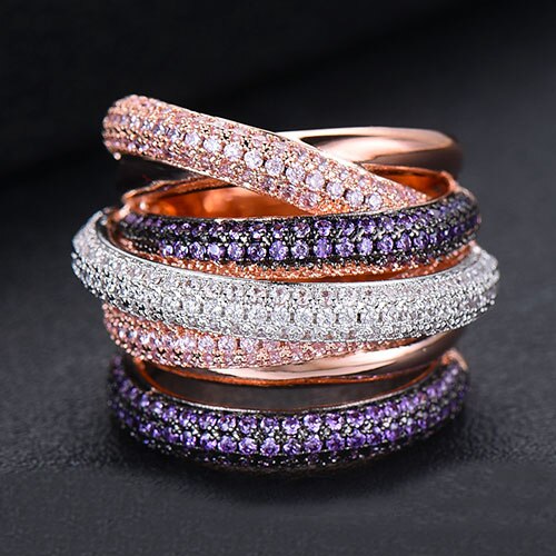 Damen Ring mit Cubic Zirkonia | Eleganter Stapelring im Luxus-Design | Funkelnder Statement- &amp; Verlobungsring