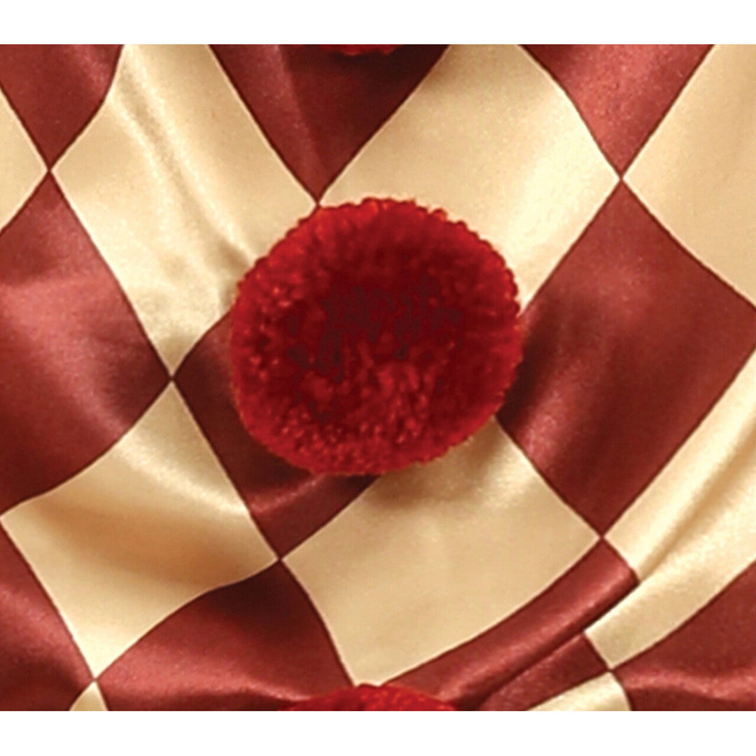 Kinder Clown Kostüm Rot Gold | Gruseliges Halloween Kostüm mit Harlekin-Shirt, Puffhose und großem Clownkragen