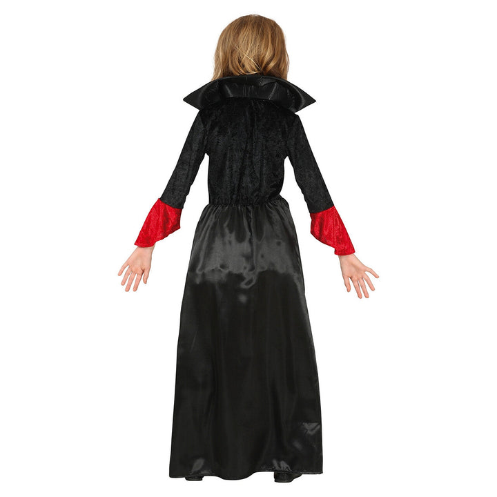 Mädchen Vampir Kostüm Schwarz Rot | Gothic Halloween Kleid mit Schnürung und Trompetenärmeln für Karneval und Mottoparty