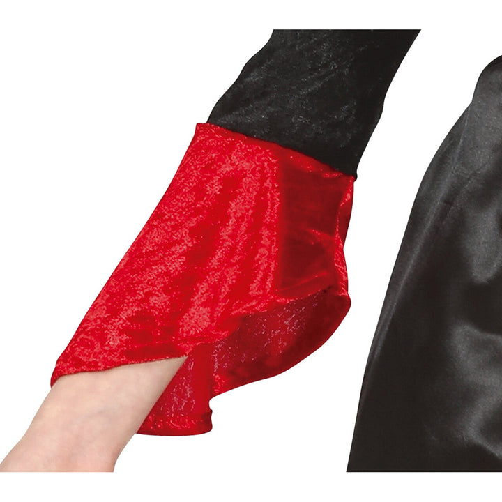 Mädchen Vampir Kostüm Schwarz Rot | Gothic Halloween Kleid mit Schnürung und Trompetenärmeln für Karneval und Mottoparty