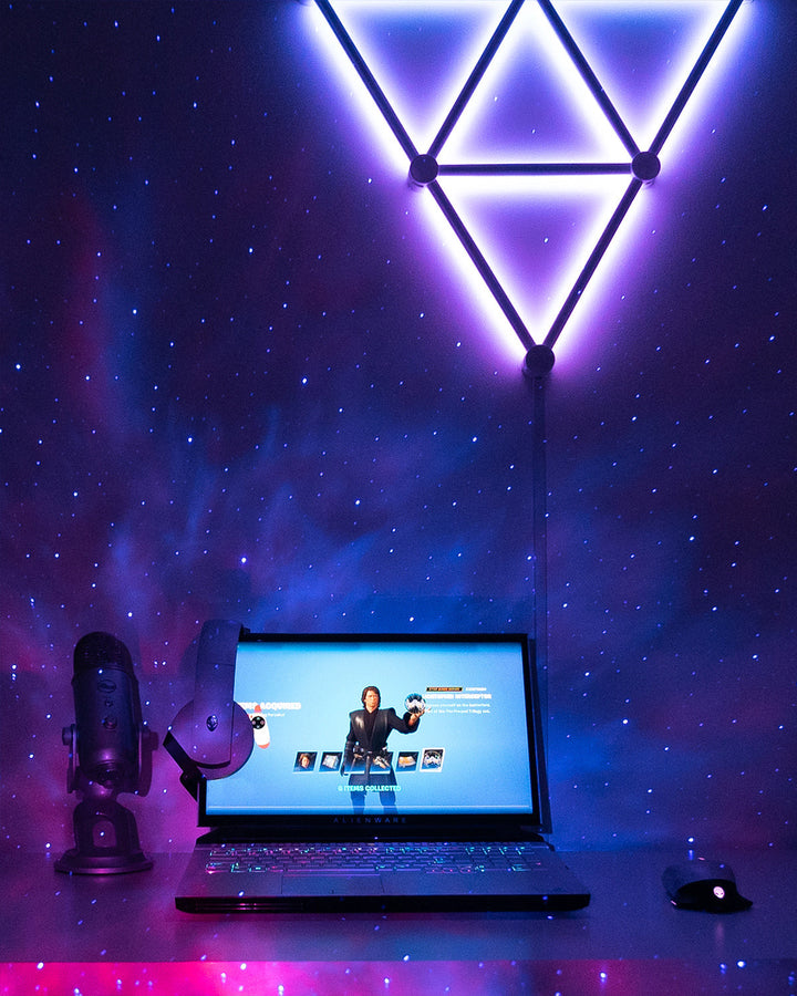 Galaxie Projektor | Sternenhimmelprojektor mit Nebeleffekten, Laser-Sternen und Musiksteuerung für Partys und entspannte Abende