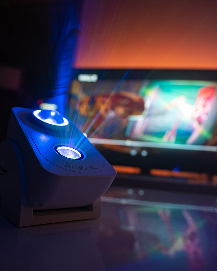 Galaxie Projektor | Sternenhimmelprojektor mit Nebeleffekten, Laser-Sternen und Musiksteuerung für Partys und entspannte Abende