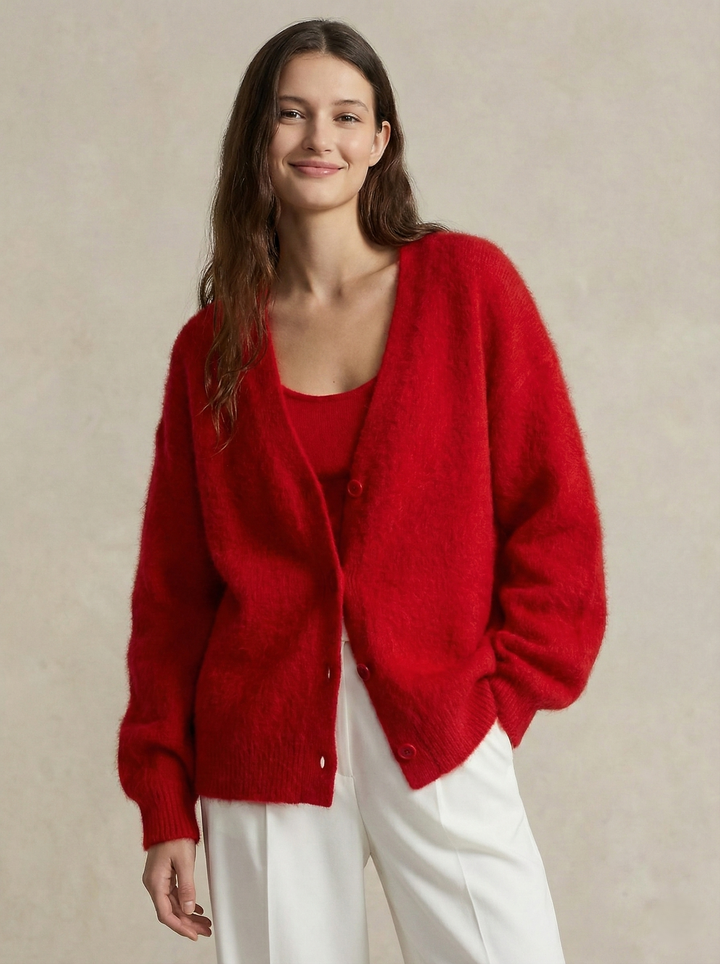 Damen Oversize Strickjacke aus Kunstkaschmir | Weiche warme Strickjacke mit lockerem Schnitt für Alltag, Zuhause und Layering