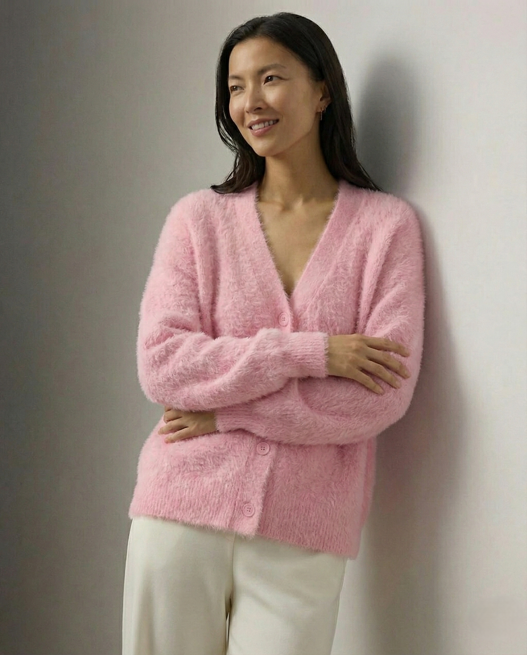 Damen Oversize Strickjacke aus Kunstkaschmir | Weiche warme Strickjacke mit lockerem Schnitt für Alltag, Zuhause und Layering