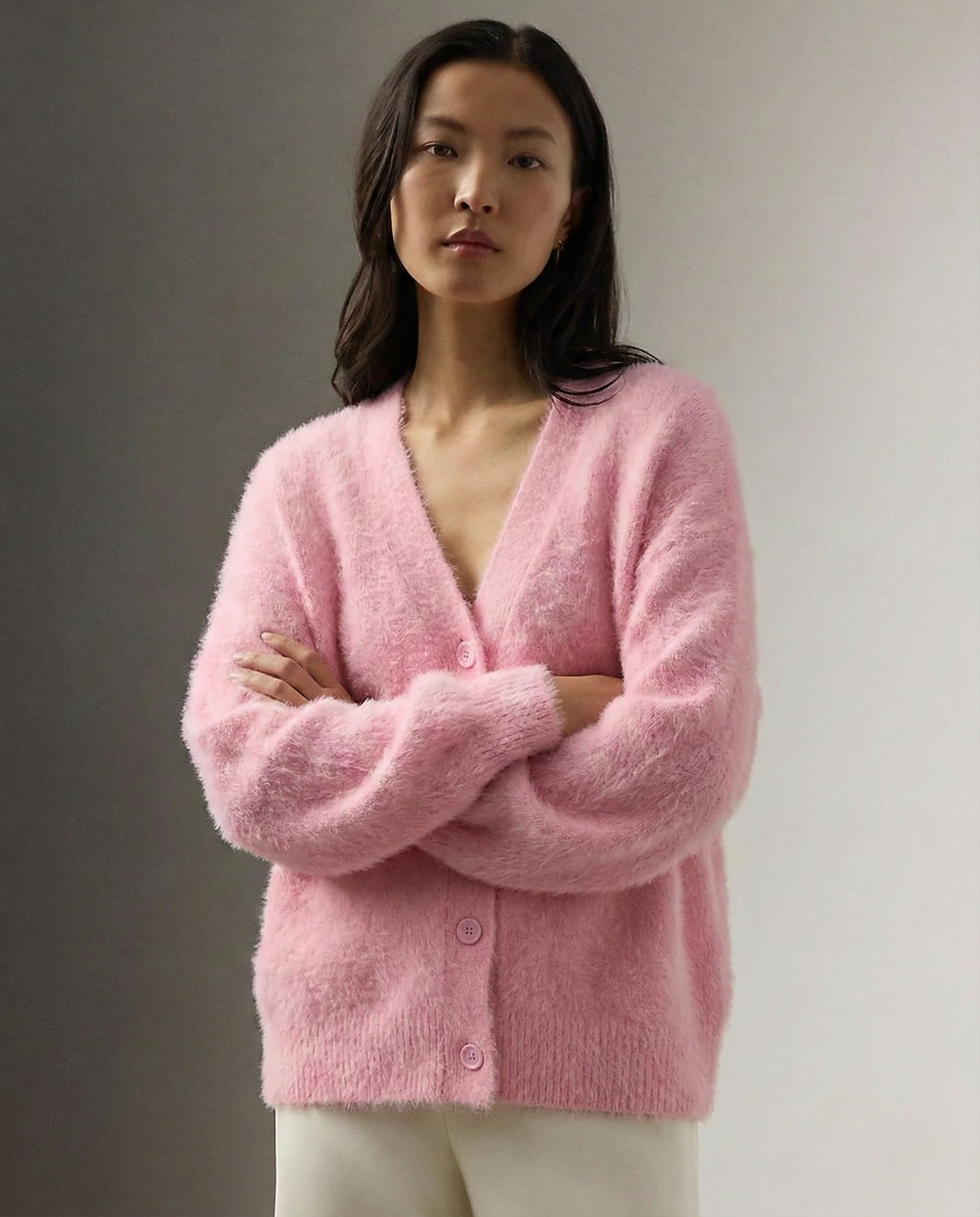 Damen Oversize Strickjacke aus Kunstkaschmir | Weiche warme Strickjacke mit lockerem Schnitt für Alltag, Zuhause und Layering