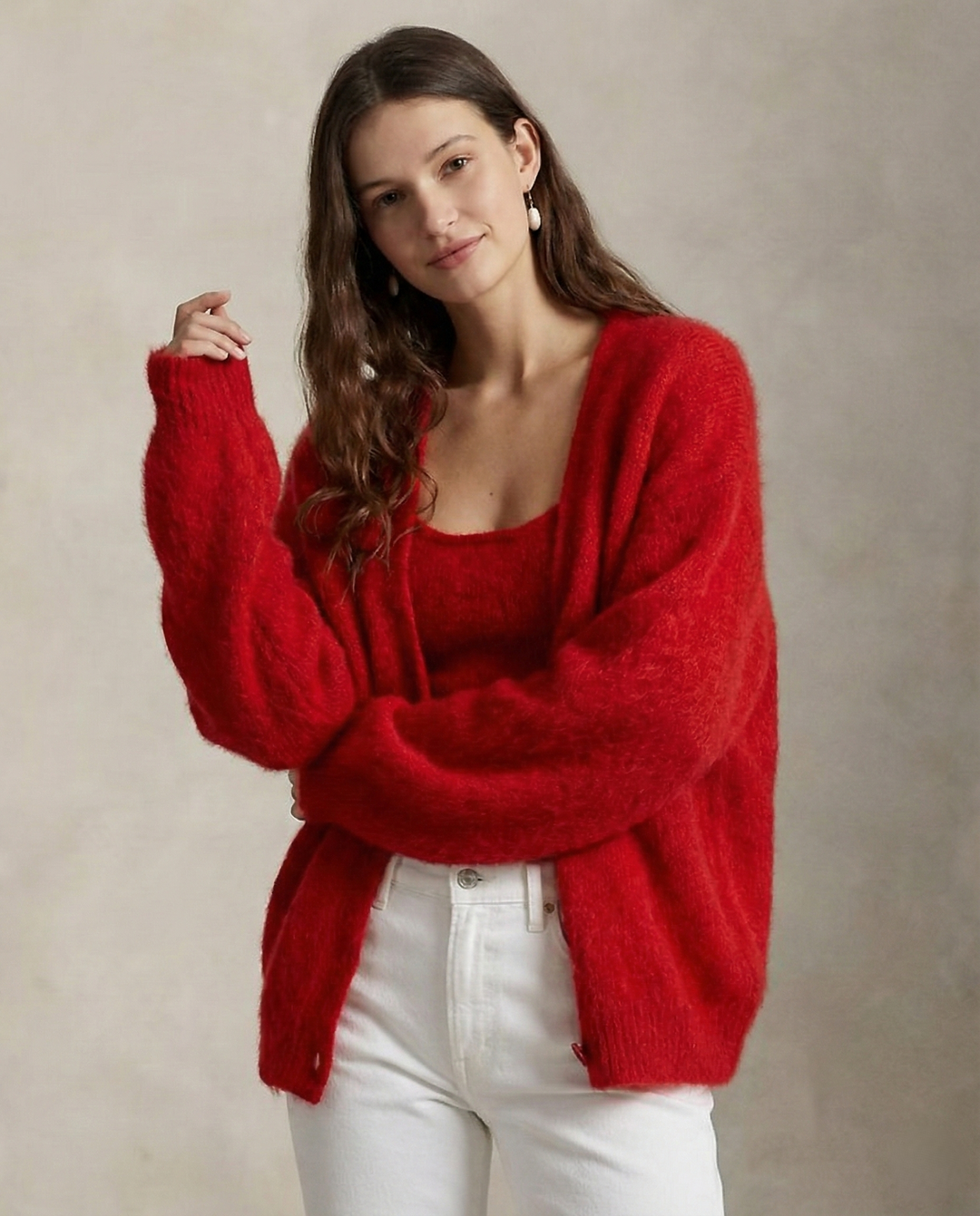 Damen Oversize Strickjacke aus Kunstkaschmir | Weiche warme Strickjacke mit lockerem Schnitt für Alltag, Zuhause und Layering