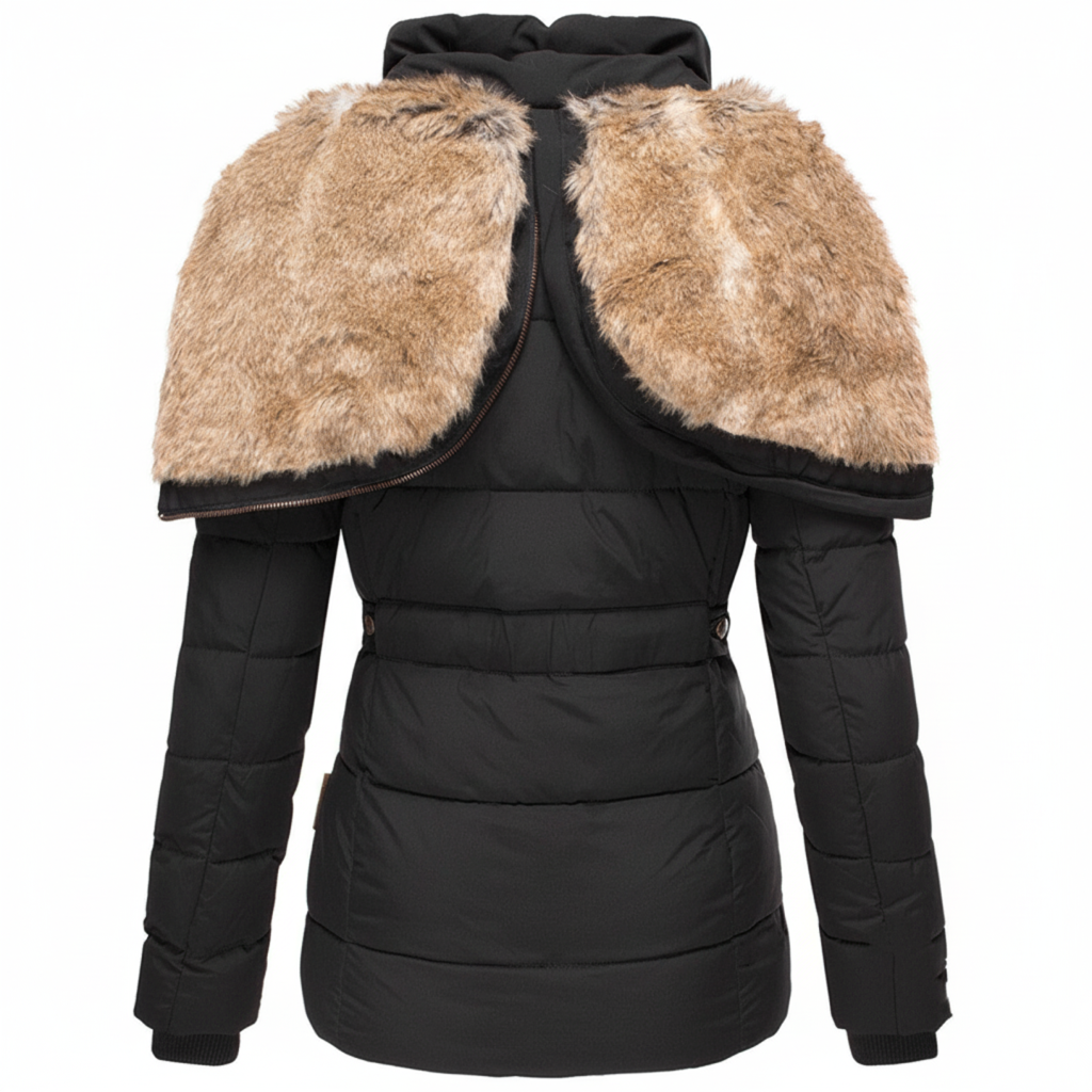 Damen Winterjacke mit Fellfutter | Gefütterte Langarm Jacke mit Kapuze, geradem Schnitt und praktischen Außentaschen