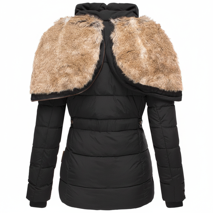 Damen Winterjacke mit Fellfutter | Gefütterte Langarm Jacke mit Kapuze, geradem Schnitt und praktischen Außentaschen