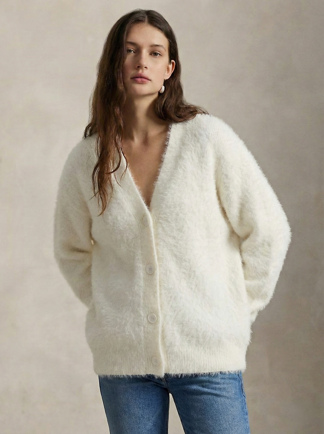 Damen Oversize Strickjacke aus Kunstkaschmir | Weiche warme Strickjacke mit lockerem Schnitt für Alltag, Zuhause und Layering