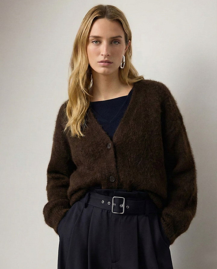Damen Oversize Strickjacke aus Kunstkaschmir | Weiche warme Strickjacke mit lockerem Schnitt für Alltag, Zuhause und Layering