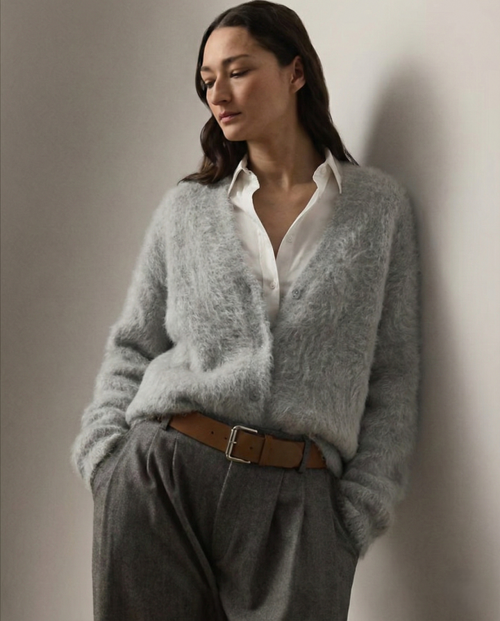Damen Oversize Strickjacke aus Kunstkaschmir | Weiche warme Strickjacke mit lockerem Schnitt für Alltag, Zuhause und Layering