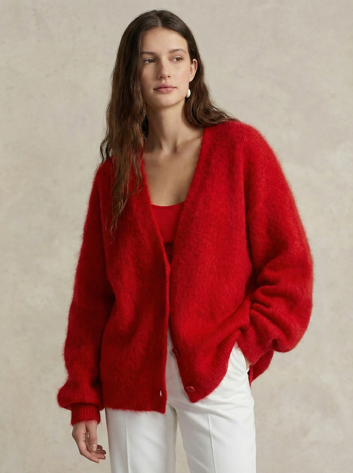 Damen Oversize Strickjacke aus Kunstkaschmir | Weiche warme Strickjacke mit lockerem Schnitt für Alltag, Zuhause und Layering