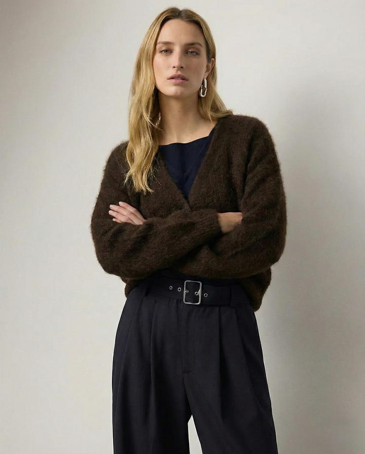 Damen Oversize Strickjacke aus Kunstkaschmir | Weiche warme Strickjacke mit lockerem Schnitt für Alltag, Zuhause und Layering