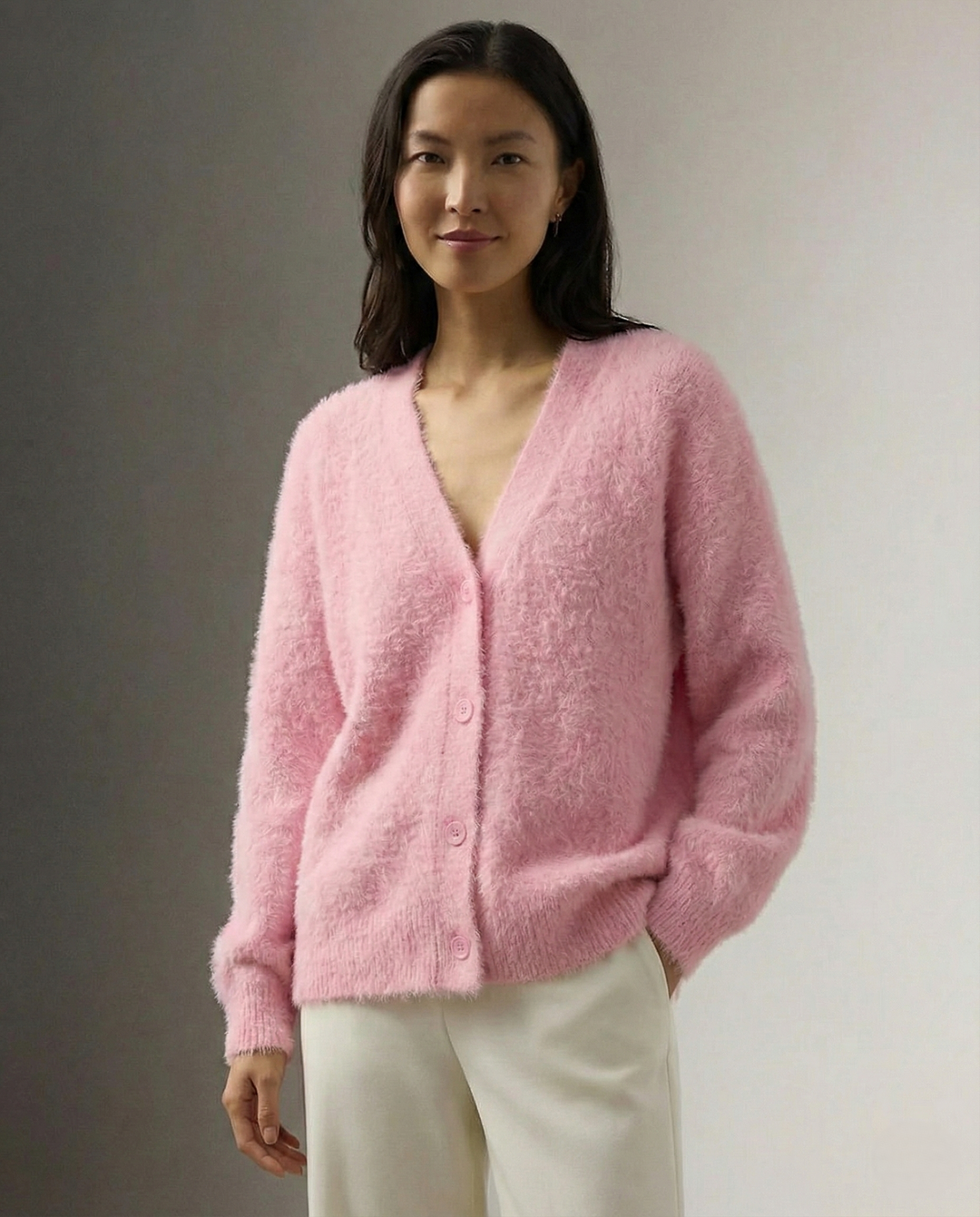 Damen Oversize Strickjacke aus Kunstkaschmir | Weiche warme Strickjacke mit lockerem Schnitt für Alltag, Zuhause und Layering