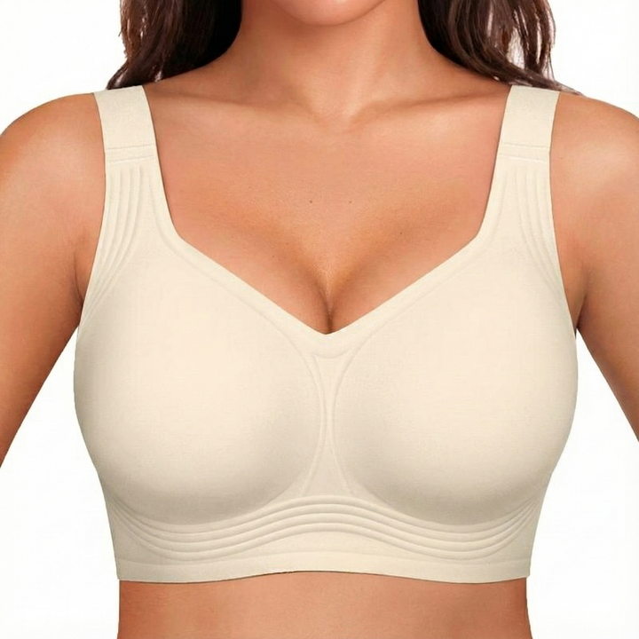 Reggiseno wireless da donna con supporto a 4 strati in gelatina | Copertura completa, coppe leggermente imbottite | S-4XL | Nero, Nude, Beige