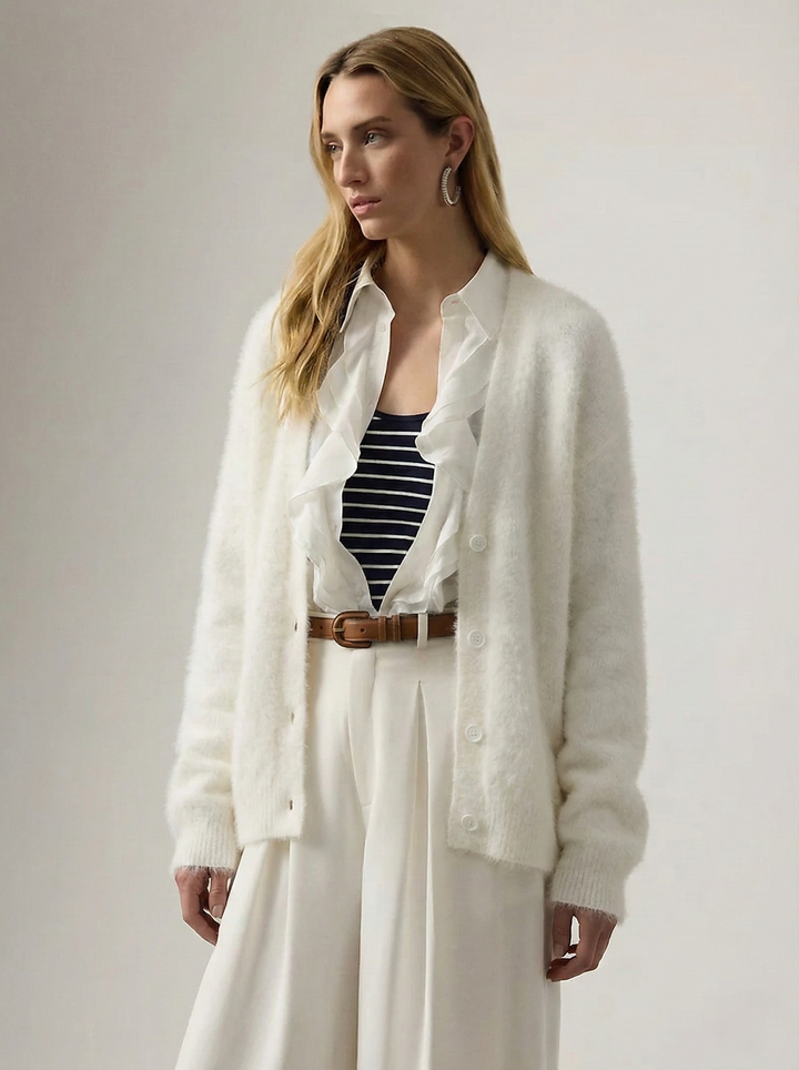 Damen Oversize Strickjacke aus Kunstkaschmir | Weiche warme Strickjacke mit lockerem Schnitt für Alltag, Zuhause und Layering