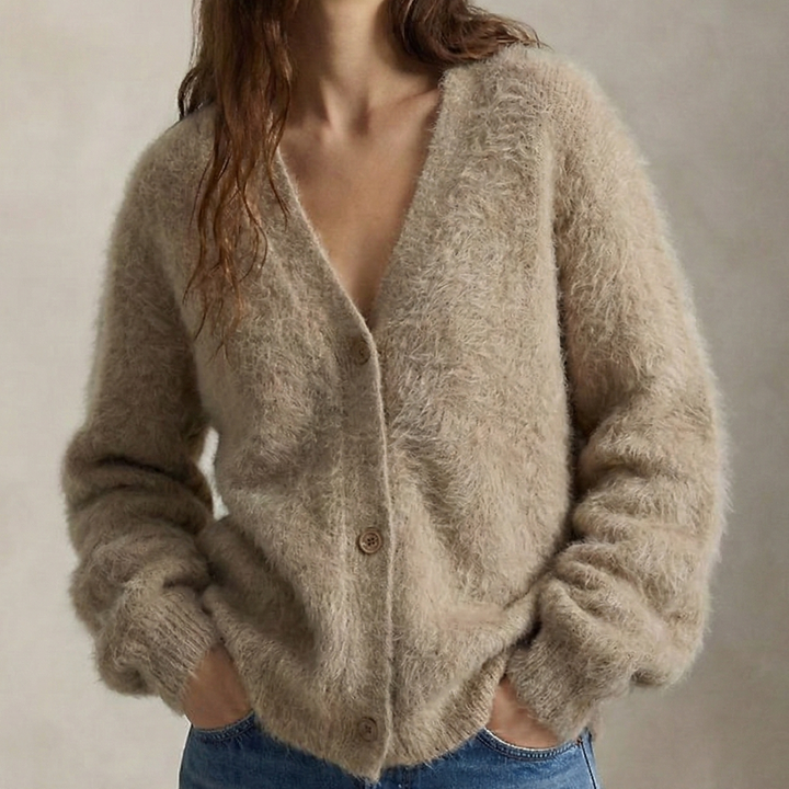 Damen Oversize Strickjacke aus Kunstkaschmir | Weiche warme Strickjacke mit lockerem Schnitt für Alltag, Zuhause und Layering