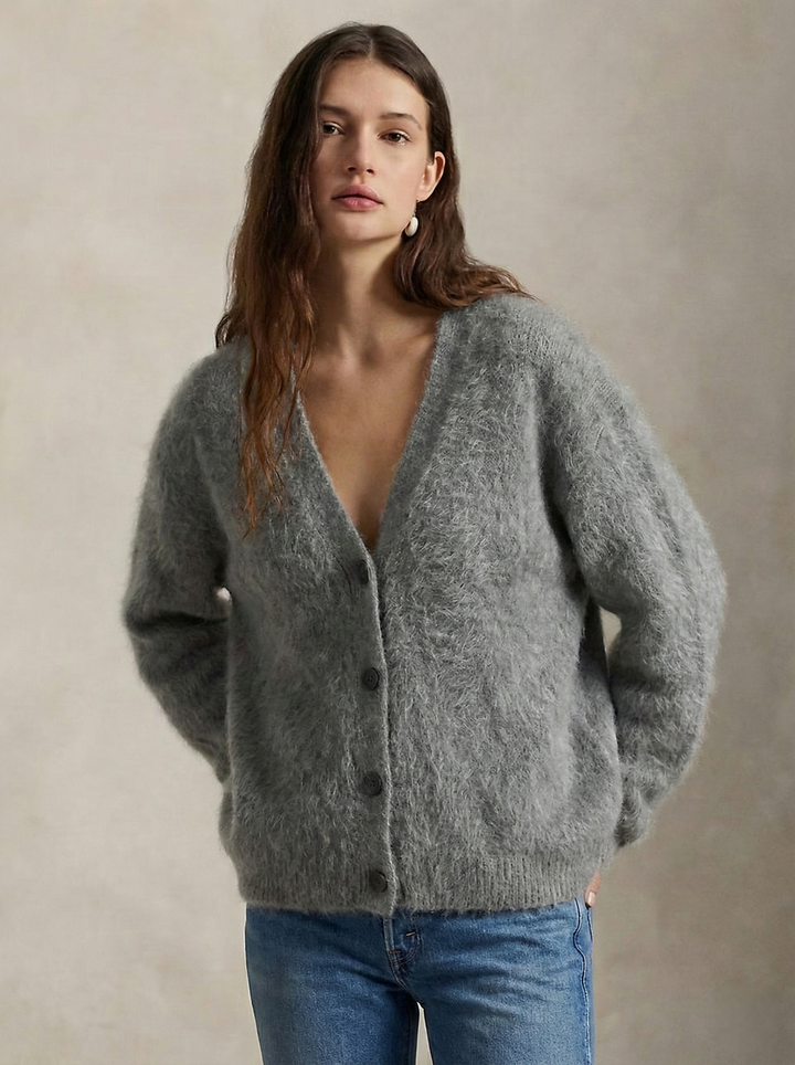 Damen Oversize Strickjacke aus Kunstkaschmir | Weiche warme Strickjacke mit lockerem Schnitt für Alltag, Zuhause und Layering