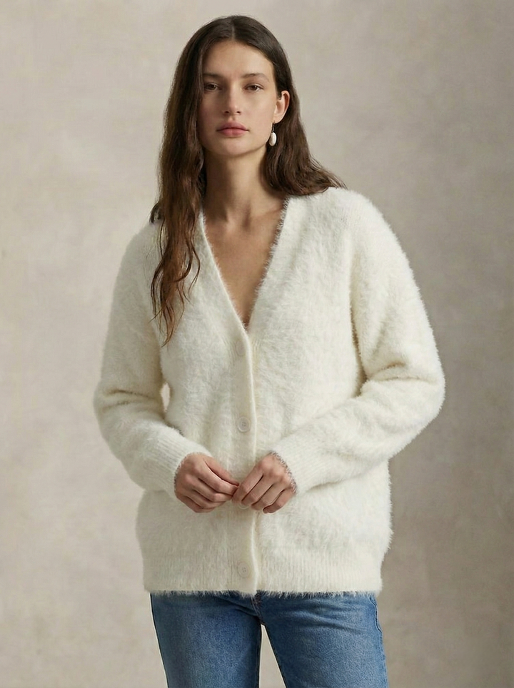 Damen Oversize Strickjacke aus Kunstkaschmir | Weiche warme Strickjacke mit lockerem Schnitt für Alltag, Zuhause und Layering
