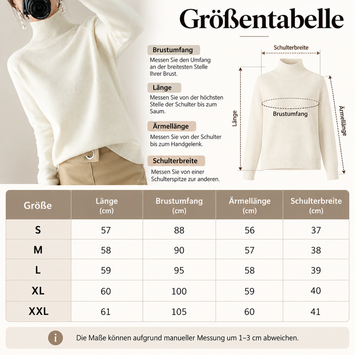 Damen Strickpullover | Weicher Winterpullover mit hohem Kragen, Rippstrick-Details und lockerer Passform
