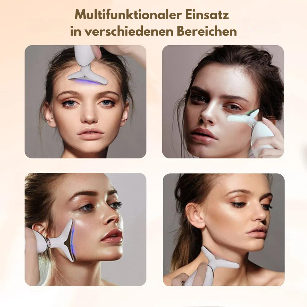 EMS microcurrent neck &amp; face massager with LED | Vibration massage against swelling | Firming for face &amp; décolleté
