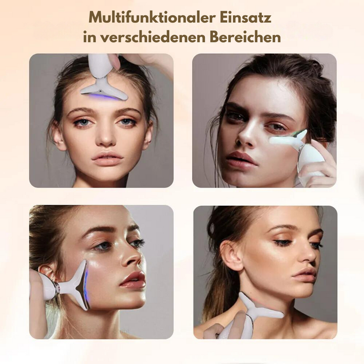 EMS microcurrent neck &amp; face massager with LED | Vibration massage against swelling | Firming for face &amp; décolleté