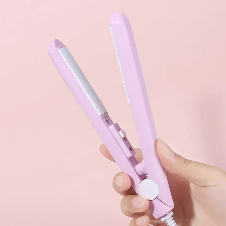 Mini 2-in-1 straightener &amp; curling iron | Ceramic-turmaline, 190°C constant | 30 sec heat-up, travel-friendly &amp; ergonomic