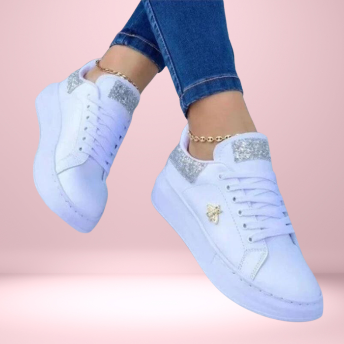 Damen Glitzer Sneaker mit schimmerndem Finish | Bequeme Turnschuhe in sportlich-elegantem Stil | Größen 36–43