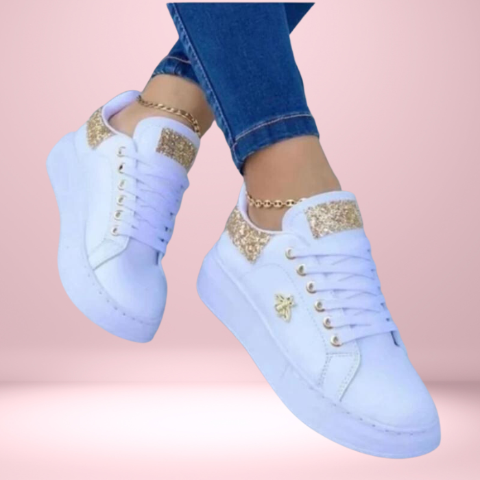 Damen Glitzer Sneaker mit schimmerndem Finish | Bequeme Turnschuhe in sportlich-elegantem Stil | Größen 36–43