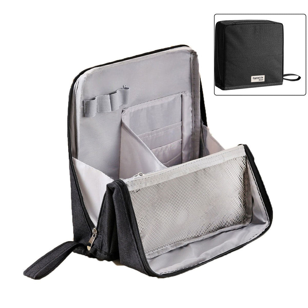 Trousse de toilette de voyage avec compartiments fixes + protège-brosse | Lunette déperlante, intérieur lavable et étanche | Renforcée et plate dans la valise | 23×7×20 cm