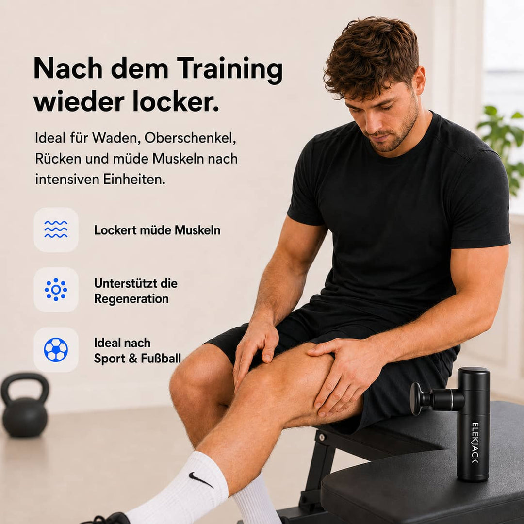 Massagepistole | Kompaktes Muskelmassagegerät mit 4 Aufsätzen und 4 Intensitätsstufen