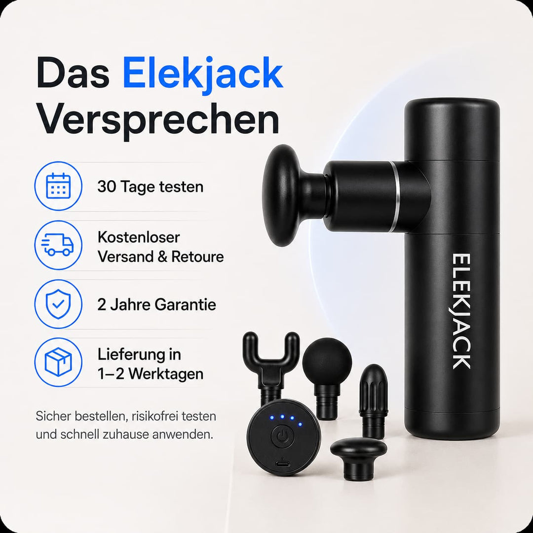 Massagepistole | Kompaktes Muskelmassagegerät mit 4 Aufsätzen und 4 Intensitätsstufen