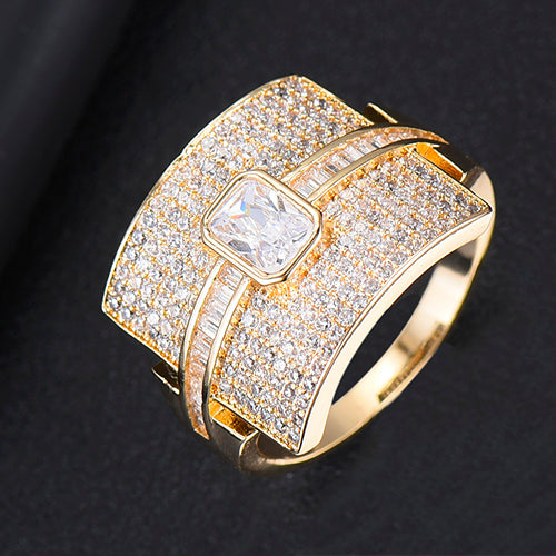 Damen Ring mit Cubic Zirkonia | Eleganter Stapelring im Luxus-Design | Funkelnder Statement- &amp; Verlobungsring