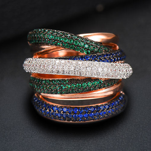 Damen Ring mit Cubic Zirkonia | Eleganter Stapelring im Luxus-Design | Funkelnder Statement- &amp; Verlobungsring