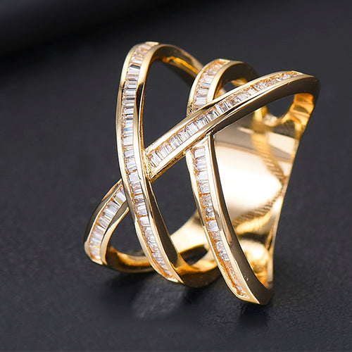 Damen Ring mit Cubic Zirkonia | Eleganter Stapelring im Luxus-Design | Funkelnder Statement- &amp; Verlobungsring